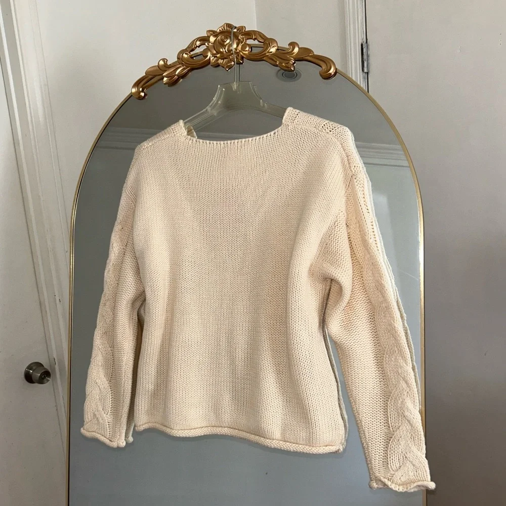 Edikted Cream V-Neck Oversized Cable Knit Sweater NWT - Picture 5 of 5